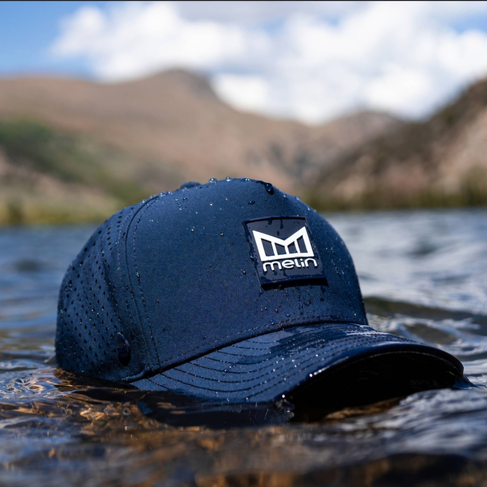 MELIN Odysea Stacked Hydro Performance Snapback Hat Navy, Men's Size L